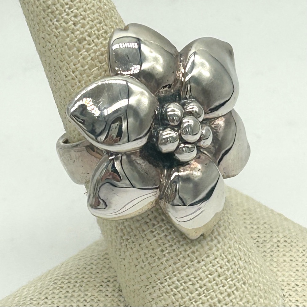 Simon Sebbag Sterling Silver Flower Ring 7.25